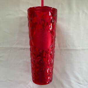 NWOT Starbucks Red Reflective 24 oz. Straw Cold Cup Winter 2021